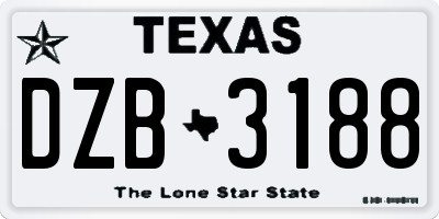 TX license plate DZB3188