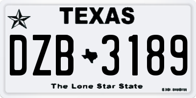 TX license plate DZB3189