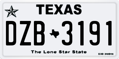 TX license plate DZB3191