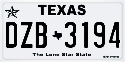 TX license plate DZB3194
