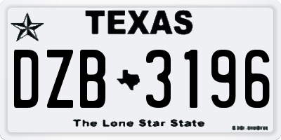 TX license plate DZB3196