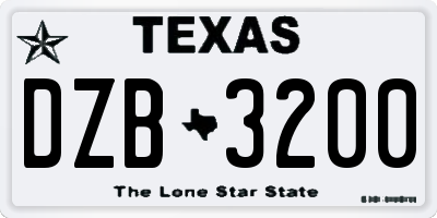 TX license plate DZB3200