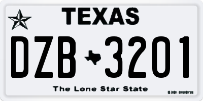 TX license plate DZB3201