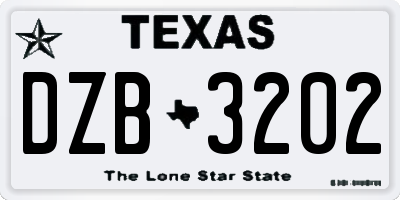 TX license plate DZB3202