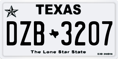 TX license plate DZB3207