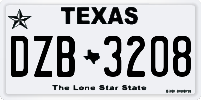 TX license plate DZB3208
