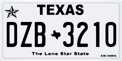 TX license plate DZB3210