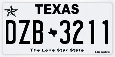 TX license plate DZB3211
