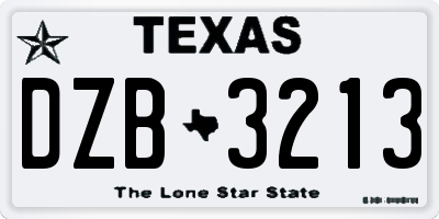 TX license plate DZB3213