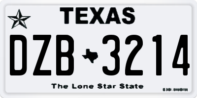TX license plate DZB3214