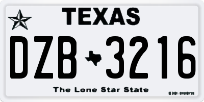 TX license plate DZB3216