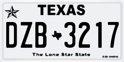 TX license plate DZB3217