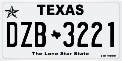 TX license plate DZB3221