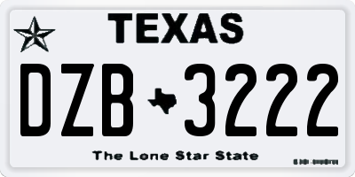 TX license plate DZB3222