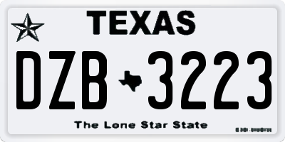 TX license plate DZB3223