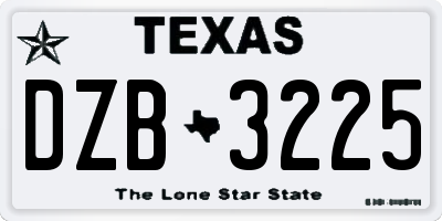 TX license plate DZB3225