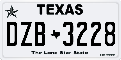 TX license plate DZB3228