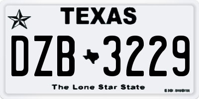 TX license plate DZB3229