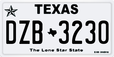 TX license plate DZB3230