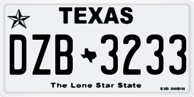 TX license plate DZB3233