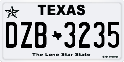 TX license plate DZB3235