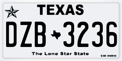 TX license plate DZB3236