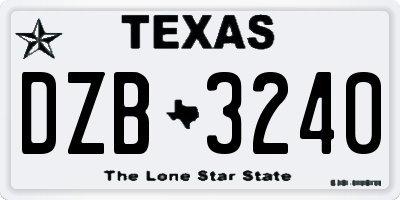 TX license plate DZB3240