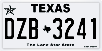 TX license plate DZB3241