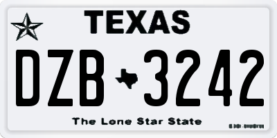 TX license plate DZB3242