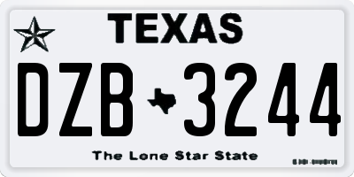 TX license plate DZB3244