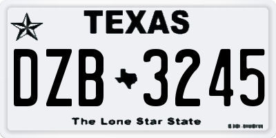 TX license plate DZB3245
