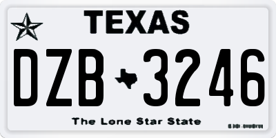 TX license plate DZB3246