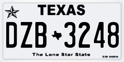 TX license plate DZB3248