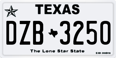 TX license plate DZB3250