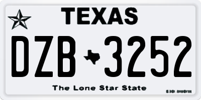 TX license plate DZB3252