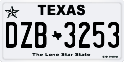 TX license plate DZB3253