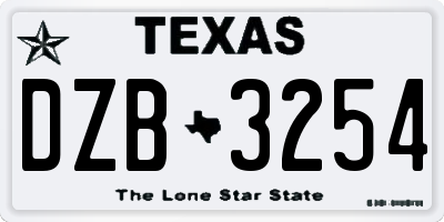TX license plate DZB3254