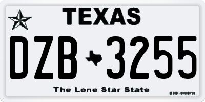 TX license plate DZB3255