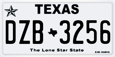 TX license plate DZB3256