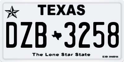 TX license plate DZB3258