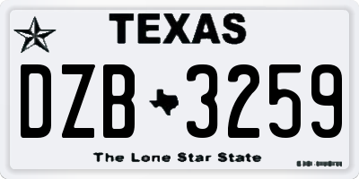 TX license plate DZB3259