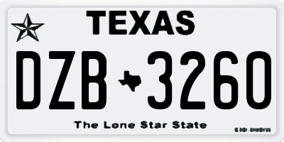 TX license plate DZB3260