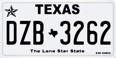 TX license plate DZB3262