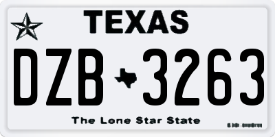 TX license plate DZB3263