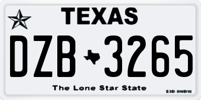 TX license plate DZB3265