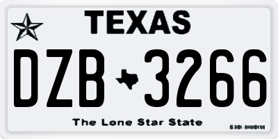 TX license plate DZB3266