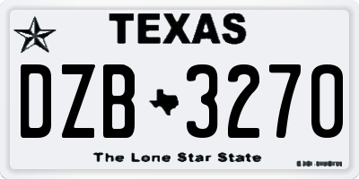 TX license plate DZB3270