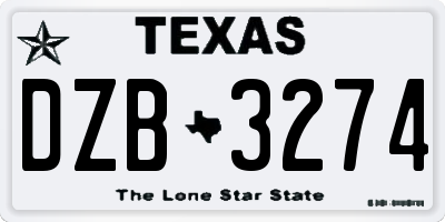 TX license plate DZB3274