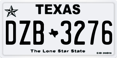 TX license plate DZB3276