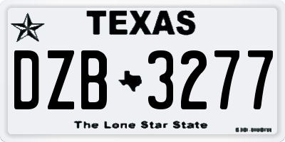 TX license plate DZB3277